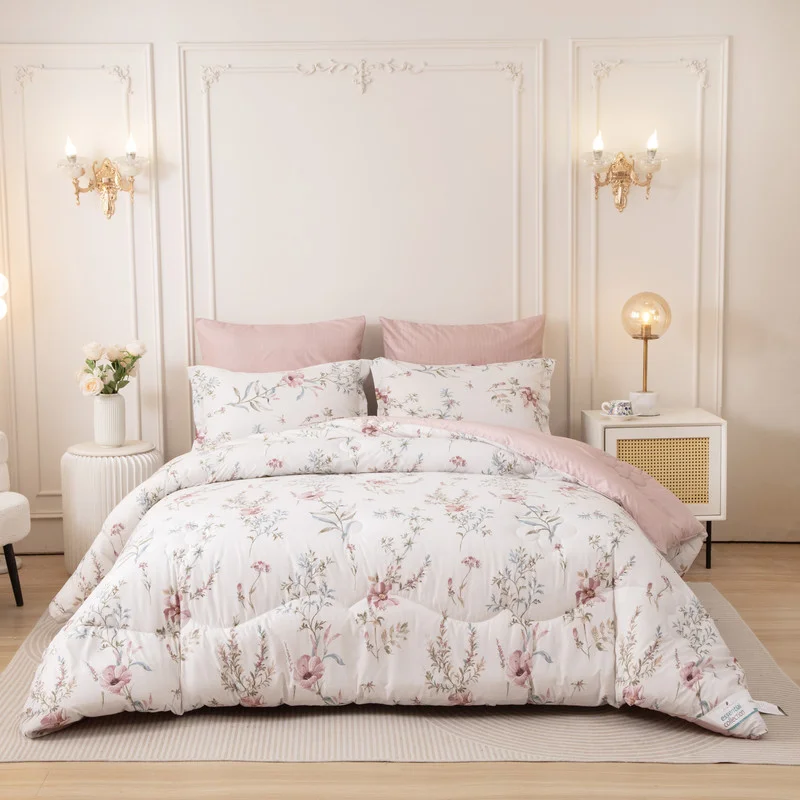 Donetella Printed Duvet Set, Queen Size Fits 180x200 cm - 4-Pcs Bed Set, Brushed Microfiber Fabric - 1 Duvet Cover, 1 Fitted Sheet, 1 Pillow Shams, 1 Pillowcases (Filler Not Included)